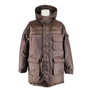 Karl Kani Gold Parka Women’s L Brown Oversized Hooded Puffer Y2K Streetwear